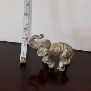 Elephant Pewter Miniature Figurine Trinket Trunk Up